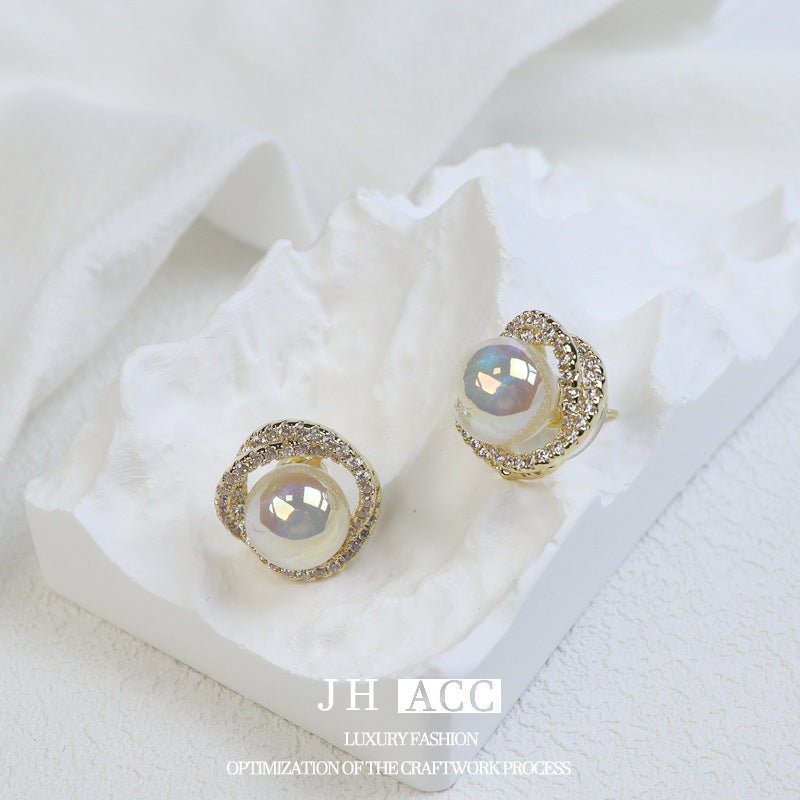 New Trend Niche Design Pearl Earrings 925 Sterling Silver Needle Luxury Zircon Mermaid Pearl Stud Earrings For Women Wholesale