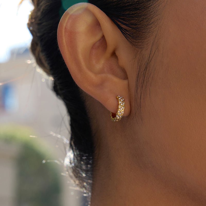 European American Stainless Steel Rhinestone Hoop Earrings Light Luxury High-End Tarnish-Free Cross-Border Jewelry for Women