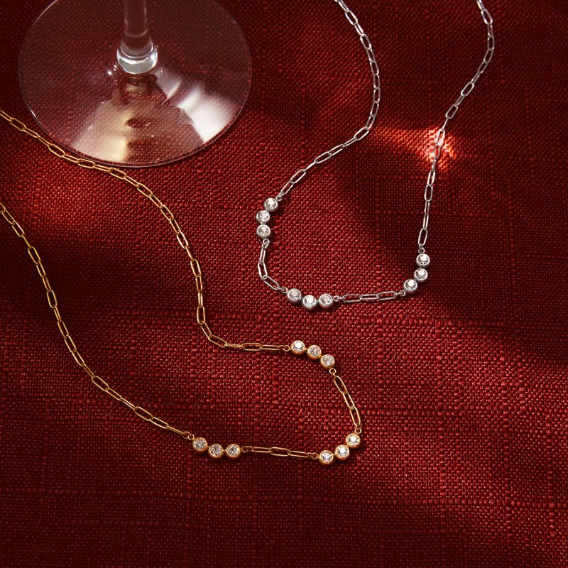 European American Titanium Steel Zircon Necklace Light Luxury Minimalist Design Clavicle Chain Body Chain Stainless Steel Cross Border Jewelry