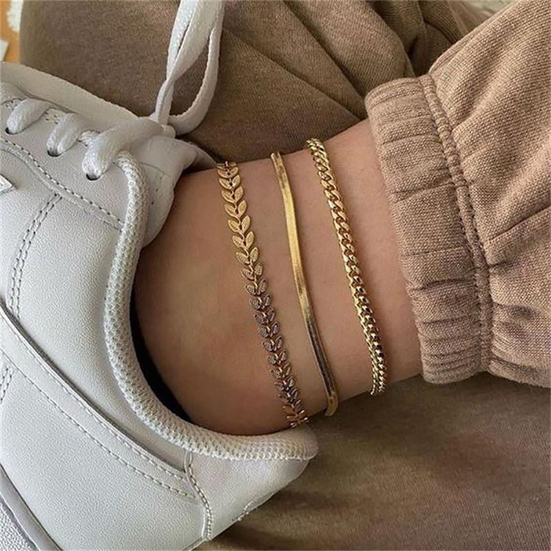 INS Vintage 18K Gold Plated Cross Dainty Anklet Fashion Stainless Steel Ankle Bracelet Jewelry for Women