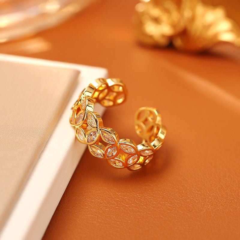 New Chinese Trend Money More Zircon Copper Coin Ring Luxury Fashion Exquisite Festive Opening Ring Adjustable Ring