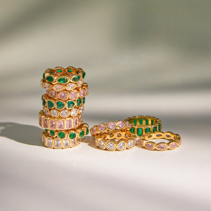 Stainless Steel Zircon Ring Minimalist High Grade Design Finger Ring 18K Gold European American Cross Border Titanium Steel Jewelry For Women