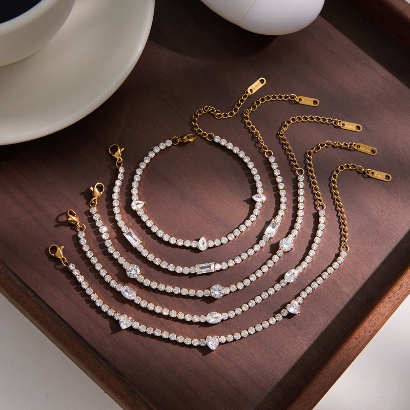 Stainless Steel Sparkling Zircon Bracelet INS Korean Style Women High Grade Non Fading Bangle Titanium Steel Cross Border Jewelry