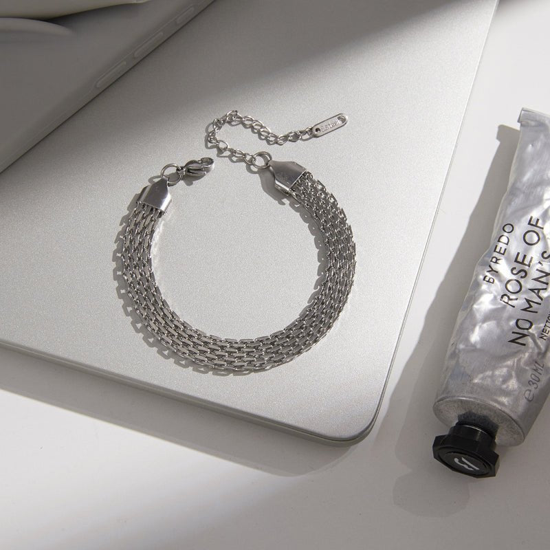 European American Stainless Steel Cuban Chain Bracelet Light Luxury Minimalist For Women Non-Fading Hand Jewelry High Grade Titanium Steel Cross Border Jewelry