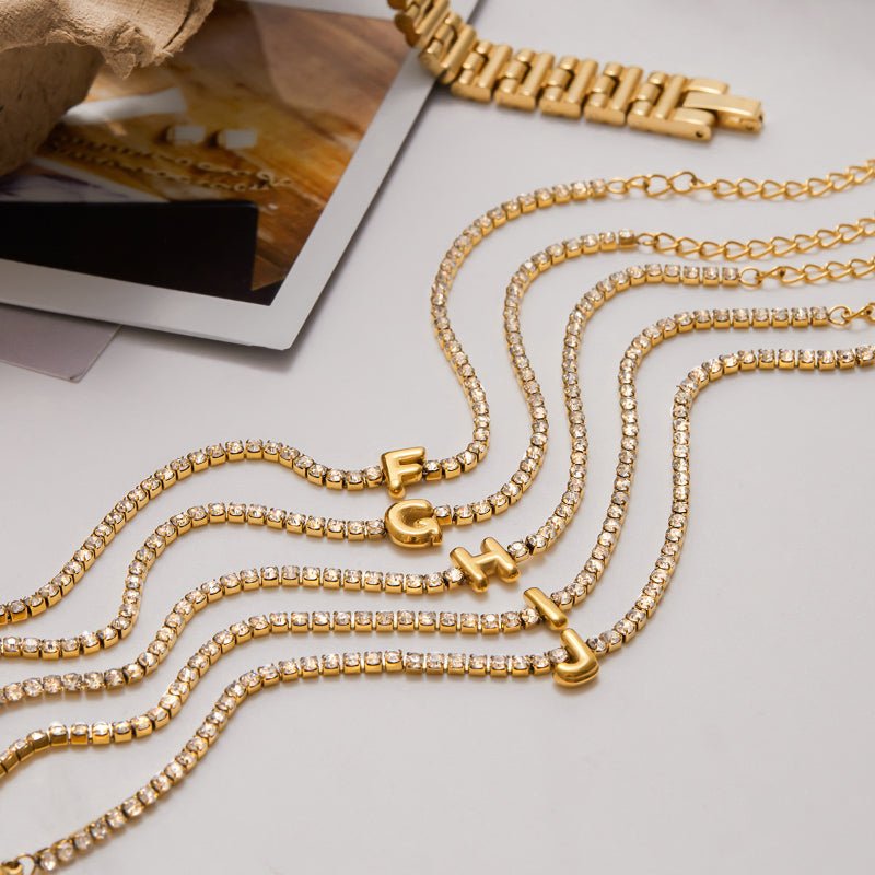 European and American Stainless Steel Rhinestone Letter Bracelet Light Luxury High-End Jewelry Women's Non-Fading Titanium Steel Accessories for Cross-Border Sale