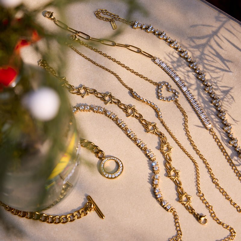 Stainless Steel Crystal Love Heart Bracelet Light Luxury High Grade Stackable Bangle Titanium Steel Cross Border Valentine's Day Jewelry For Women