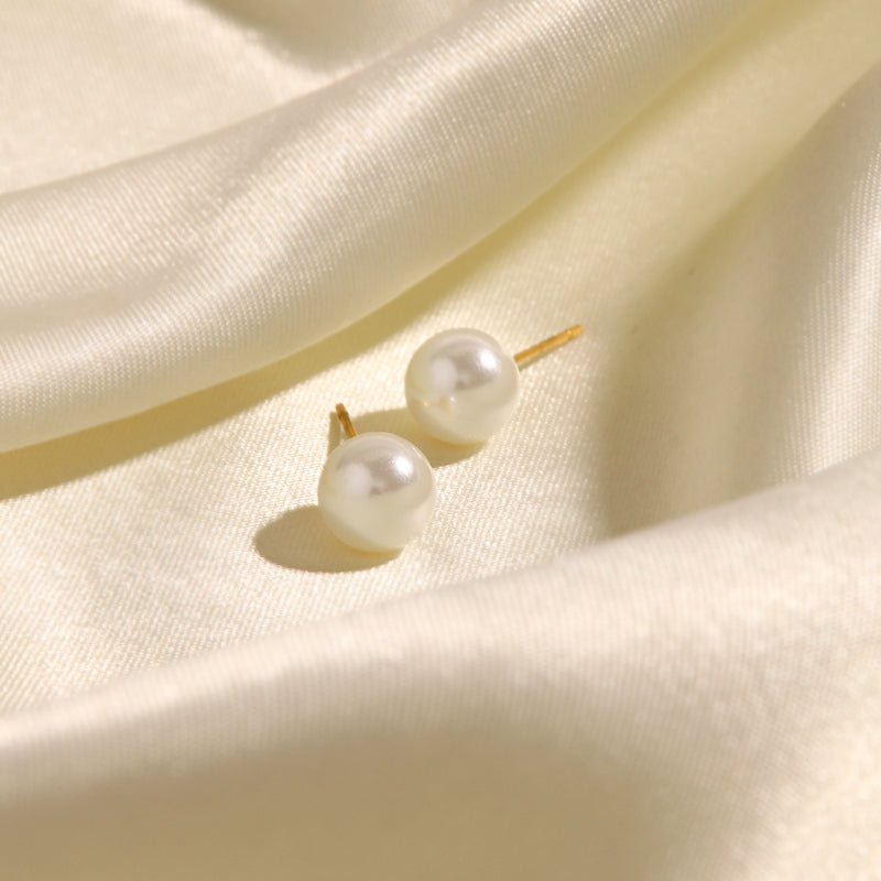 Iridescent Big Pearl Stud Earrings for Women French Vintage Light Luxury High-End Fall Winter Trendy Earrings