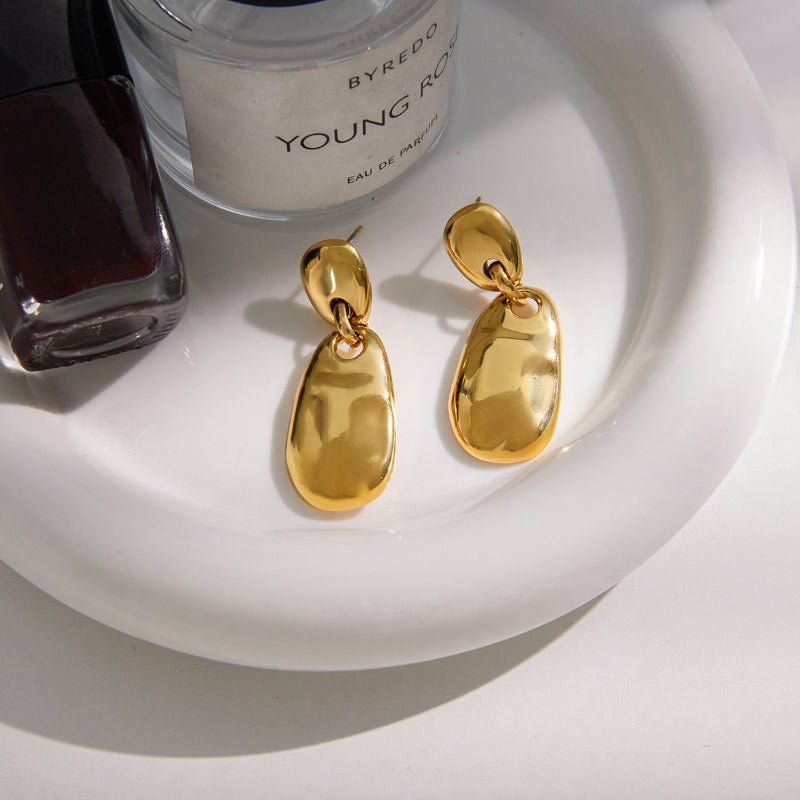 European American Style Stainless Steel Stud Earrings Light Luxury High Grade Earrings Non-Fading 18K Gold Titanium Steel Cross Border Jewelry