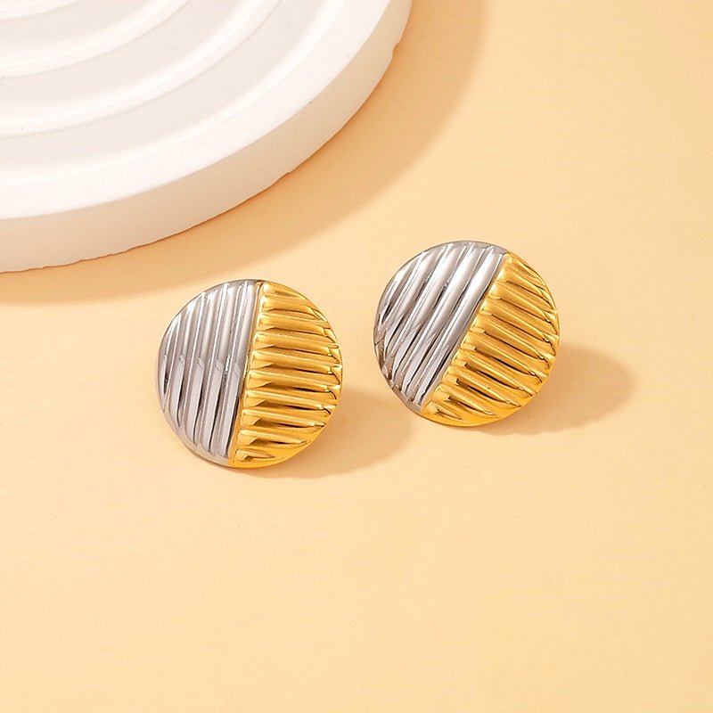 European and American Cross-Border Titanium Steel Geometric Contrasting Color Earrings High-End Ins Earrings Titanium Steel Earrings Accessible Luxury Jewelry New Style for Women