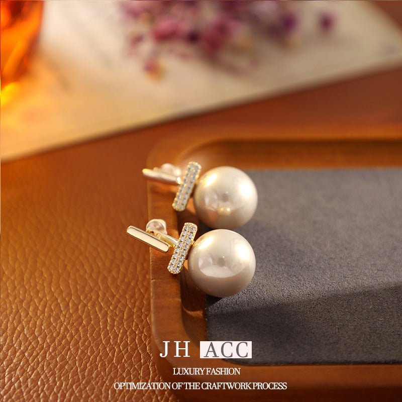 S925 Silver Needle French Retro 2 Wear Ways Pearl Earrings Real Gold Plated Copper Stud Earrings Temperament Versatile Jewelry