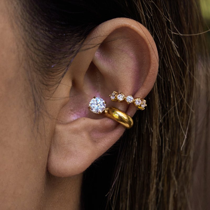 European American Stainless Steel Zircon Earrings Light Luxury High Grade Ear Buckles Non Fading Titanium Steel Cross Border Jewelry For Women