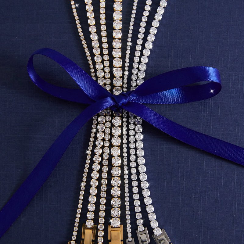 Cross-Border Stainless Steel Zircon Tennis Bracelet Light Luxury Minimalist INS Korean Style Women Jewelry European American Titanium Steel Jewelry