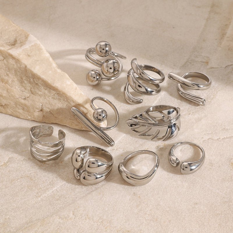 European American Stainless Steel Geometric Silver Ring Premium Niche Finger Ring Titanium Steel Jewelry Cross Border Rings