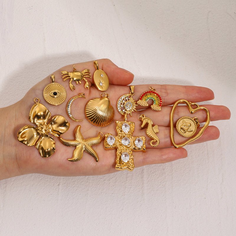 European American Stainless Steel Ocean Series Jewelry Accessories Heart DIY Pendant Cross Titanium Steel Necklace Pendant