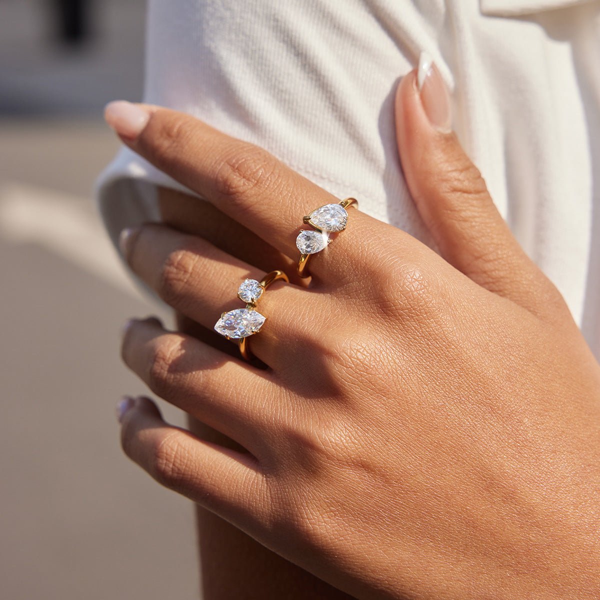 Light Luxury Titanium Steel Zircon Ring Tarnish-Free Stainless Steel Women's Band Cross-Border Jewelry