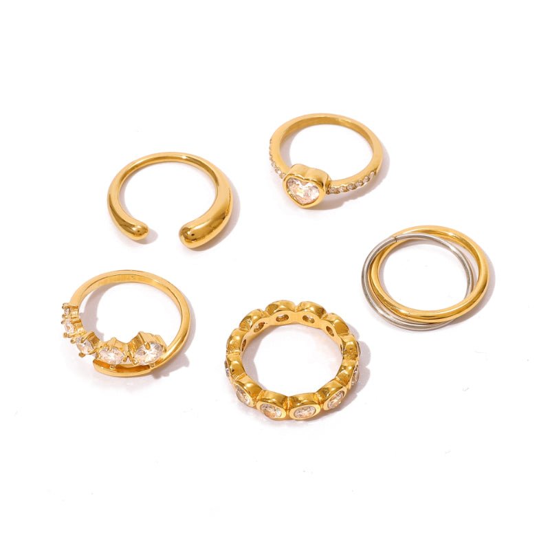 Stainless Steel Love Heart Zircon Ring For Women Minimalist High Grade Korean INS Style Finger Ring Titanium Steel Cross Border Jewelry