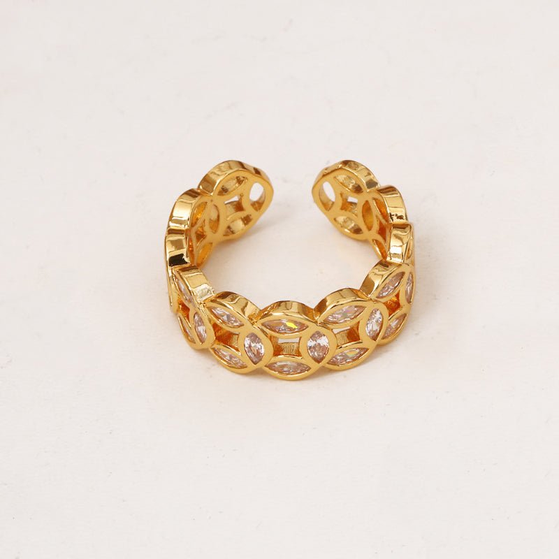 New Chinese Trend Money More Zircon Copper Coin Ring Luxury Fashion Exquisite Festive Opening Ring Adjustable Ring