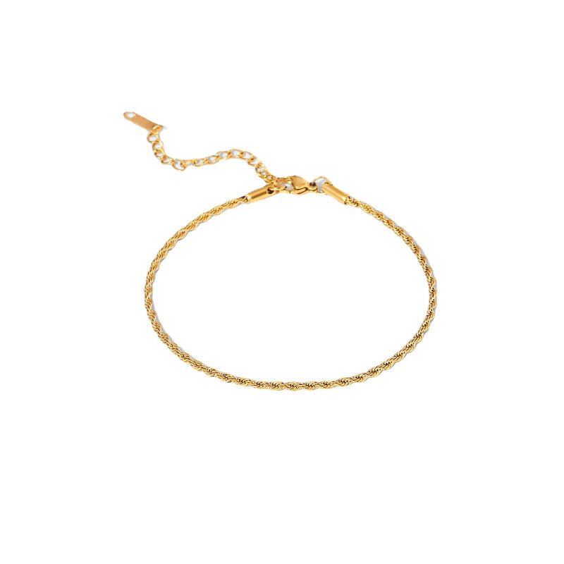 European French Style New Women Titanium Steel Anklet Stainless Steel Fashion 2mm Thick Gold Twist Chain Anklet Jewelry