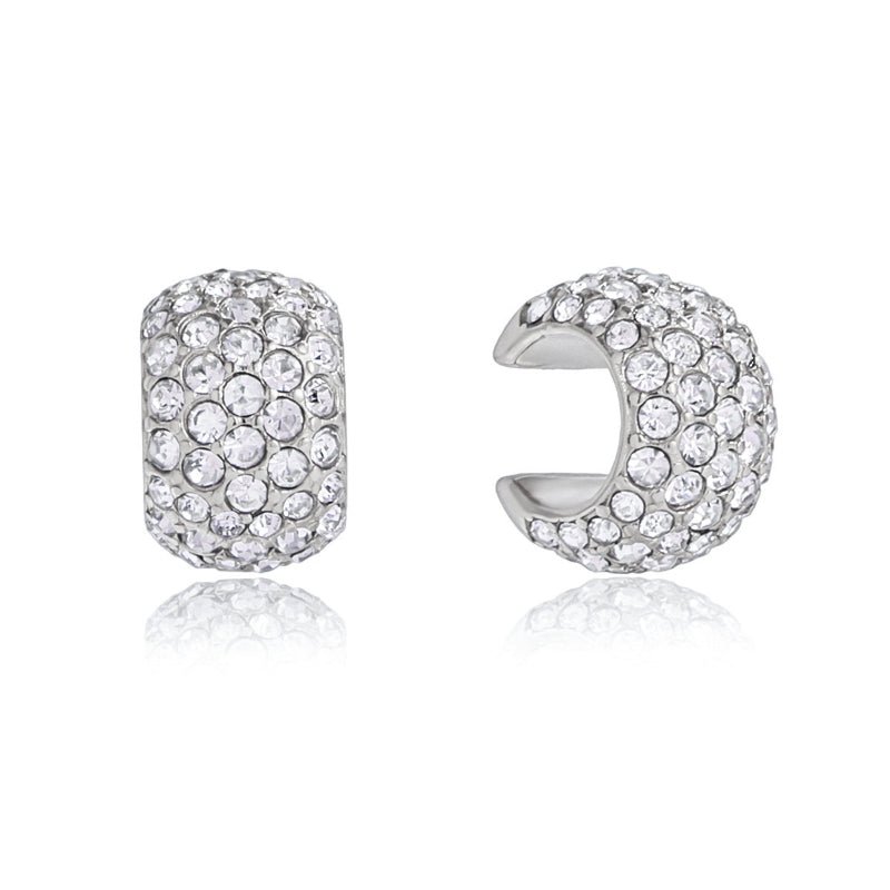 European American Stainless Steel Zircon Ear Clips For Women No Piercing Earrings Light Luxury High Grade Titanium Steel Cross Border Jewelry
