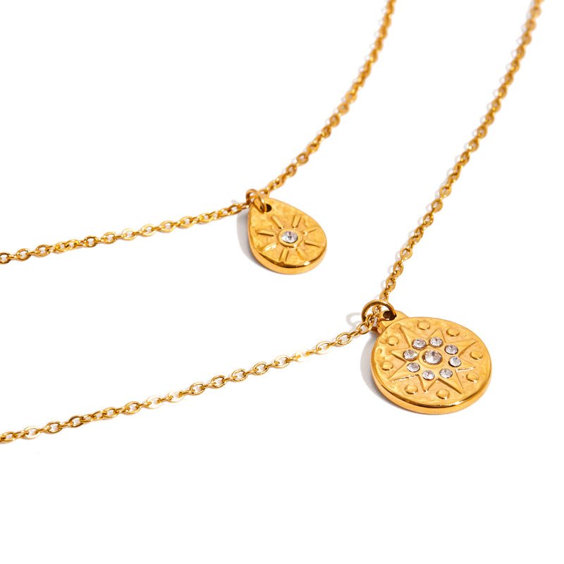 European American Stainless Steel Rhinestone Star Pendant Necklace Light Luxury Premium Clavicle Chain Titanium Steel Non Fading Jewelry