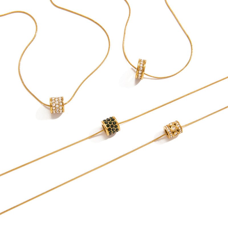 Titanium Steel Circle Rhinestone Necklace Light Luxury Minority Clavicle Chain European American 18K Jewelry Stainless Steel Cross Border Jewelry