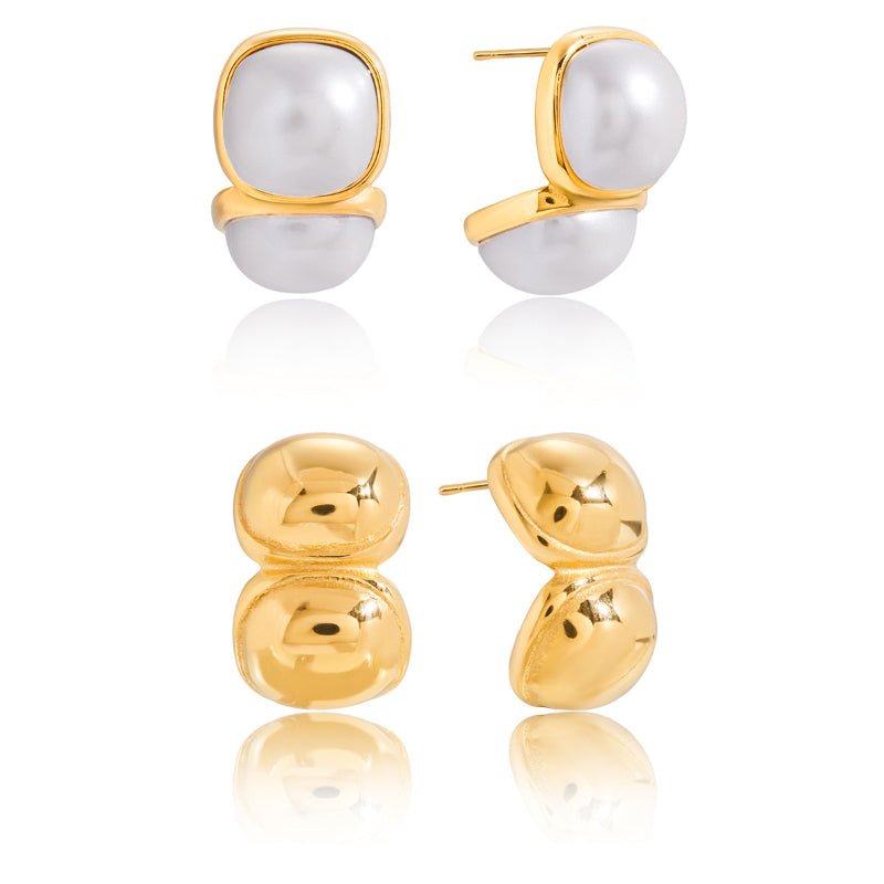 Titanium Steel Faux Pearl Stud Earrings Niche Premium Earrings Non Fading Stainless Steel Jewelry Light Luxury Cross Border