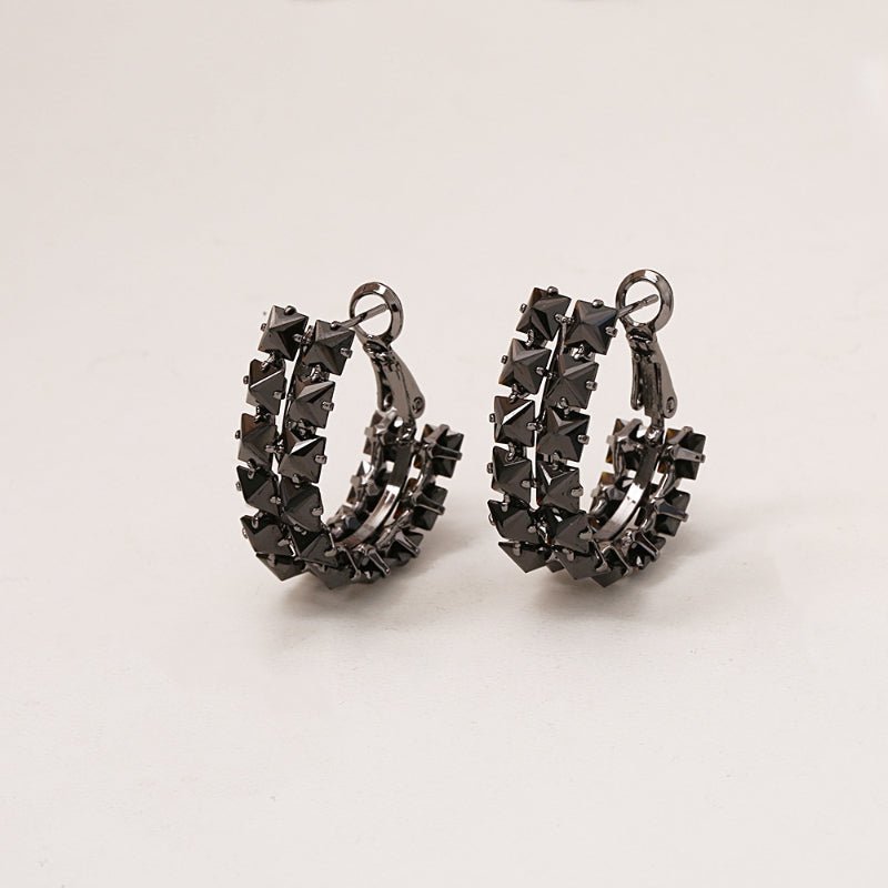 Cool Black Zircon Stud Earrings Dark Neutral Style Exquisite Shiny Luxury INS Minimalist Fashion Earrings