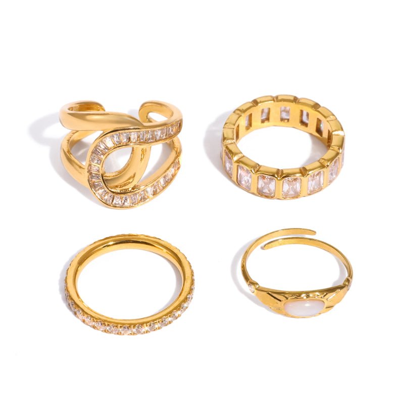 Zircon Titanium Steel Ring Minimalist High Grade Diamond Ring Stainless Steel 18K Gold Cross Border Jewelry For Women Ring