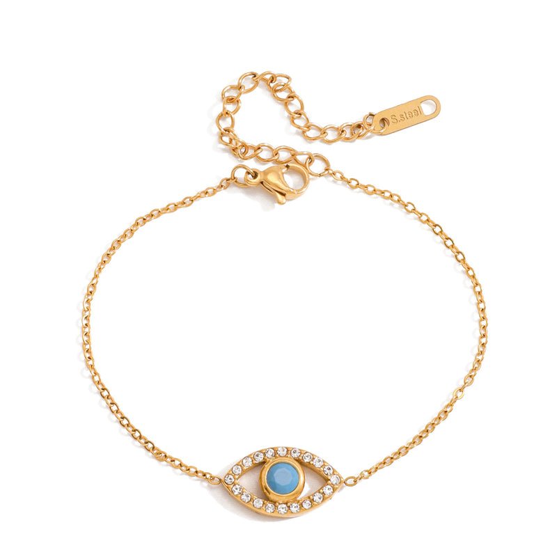 Evil Eye Stainless Steel Zircon Bracelet Light Luxury High Grade Bangle European American Jewelry Titanium Steel Cross Border Jewelry