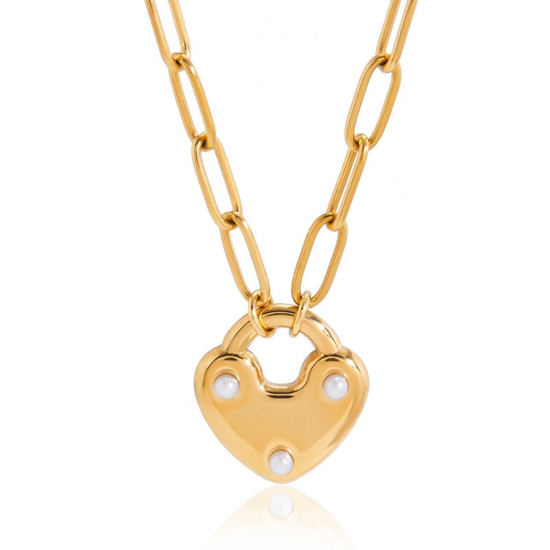 European American Titanium Steel Heart Necklace Light Luxury Niche Clavicle Chain Stainless Steel Jewelry For Women Cross Border Valentine's Day Jewelry