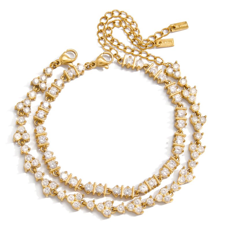 European American Stainless Steel Zircon Tennis Bracelet Light Luxury High Grade Non Fading Jewelry For Women Titanium Steel Cross Border Jewelry