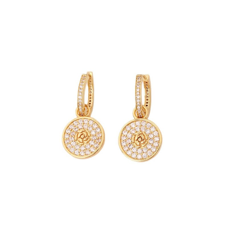 Two Wear Style Exquisite Zircon Earrings Fashion Luxury Temperament Rose Earrings Daily Commute Trendy Drop Earrings