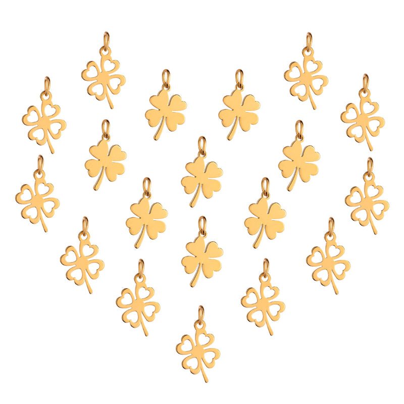 European American Cross Border Stainless Steel DIY Necklace Pendant Four Leaf Clover Star Jewelry Accessories Titanium Steel Color Retention Pendant