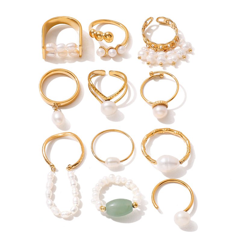 Cross Border Freshwater Pearl Ring Titanium Steel Non Fading Jewelry Light Luxury Premium Stainless Steel Jewelry Rings