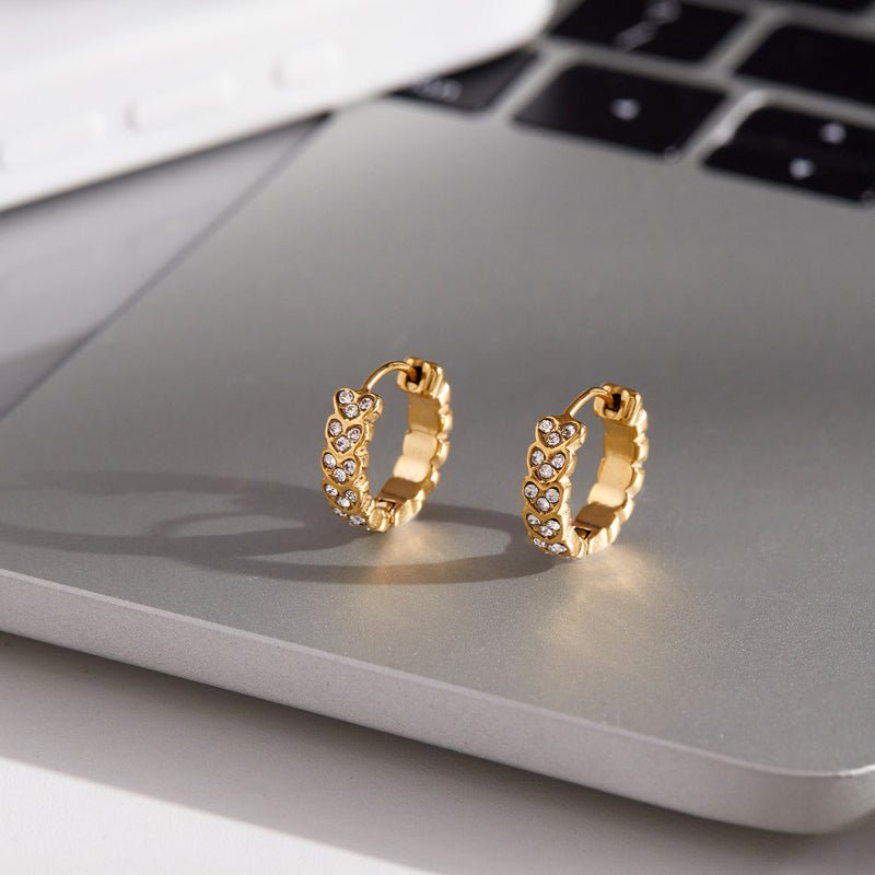 European American Stainless Steel Rhinestone Hoop Earrings Light Luxury High-End Tarnish-Free Cross-Border Jewelry for Women