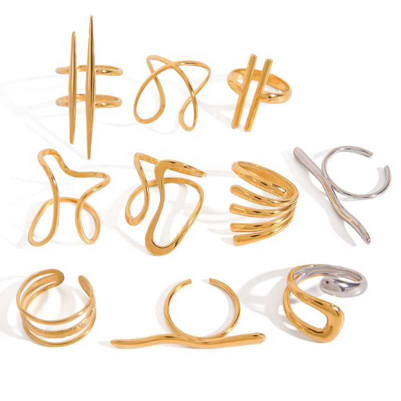 European and American Stainless Steel Irregular Ring High Grade Niche Opening Ring Titanium Steel Jewelry Cross-border Ring