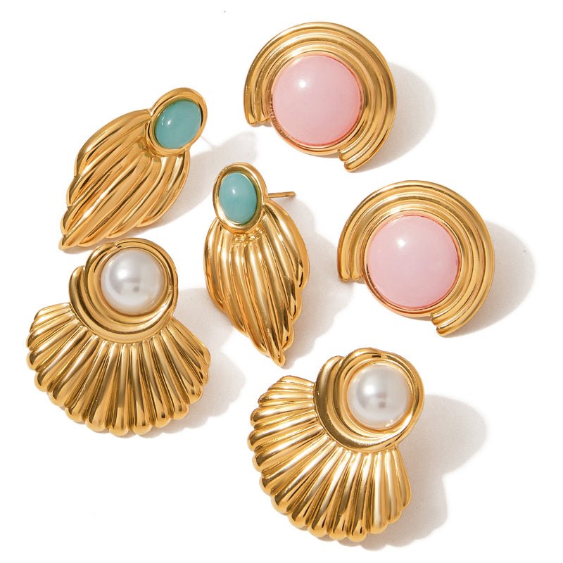 Original Design Stainless Steel Faux Pearl Stud Earrings Light Luxury Premium Earrings Non Fading Titanium Steel Jewelry Cross Border