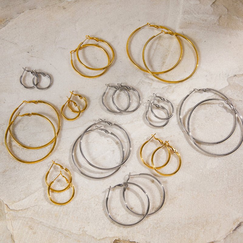 European American Titanium Steel Big Hoop Earrings Minimalist High-End Stainless Steel Tarnish-Free Cross-Border Jewelry for Women