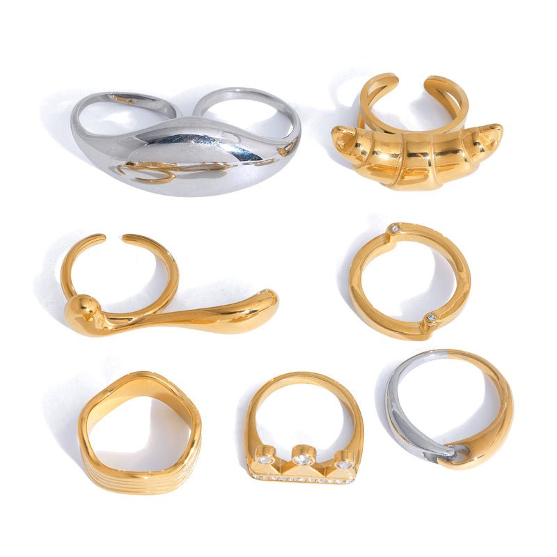 18K Gold Plated Ring For Women Non Fading Titanium Steel Finger Ring Light Luxury High Grade Jewelry Stainless Steel Cross Border Jewelry