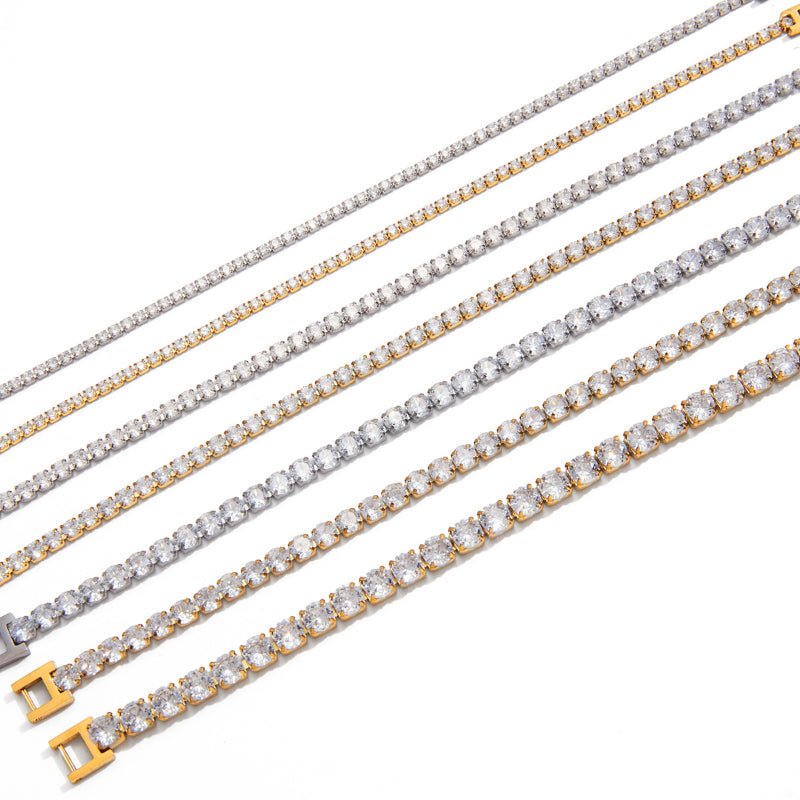 Cross-Border Stainless Steel Zircon Tennis Bracelet Light Luxury Minimalist INS Korean Style Women Jewelry European American Titanium Steel Jewelry