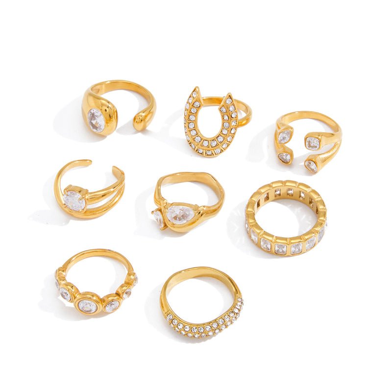 European American Zircon Titanium Steel Ring Minimalist High Grade Korean INS Style Adjustable Opening Ring Stainless Steel Cross Border Jewelry