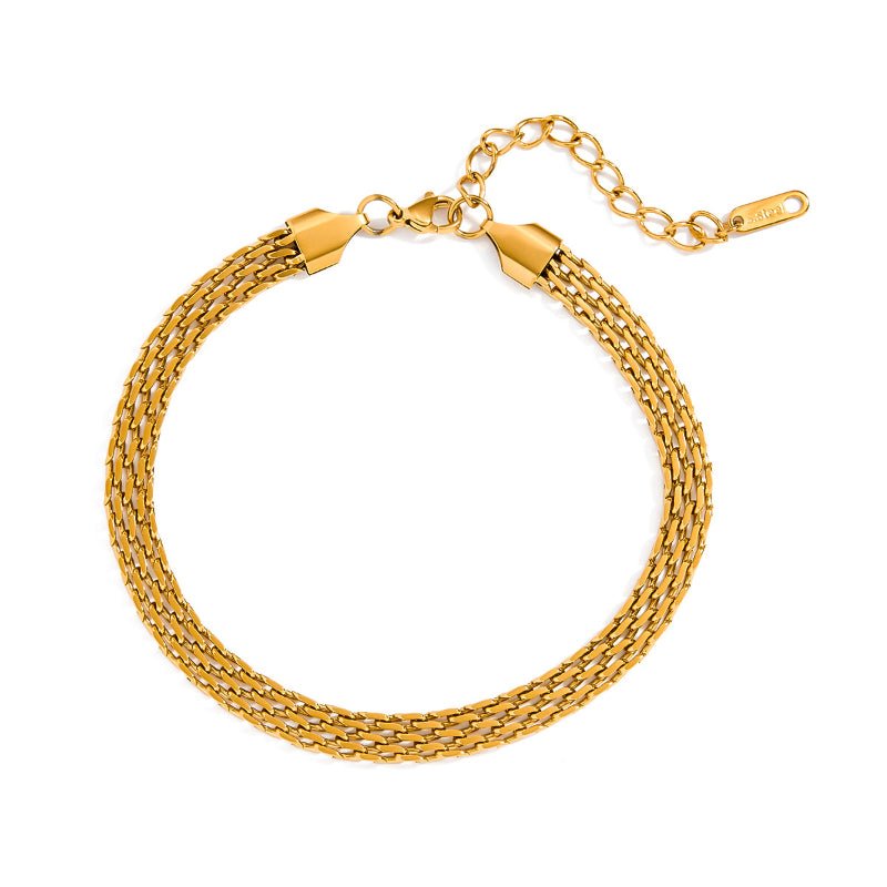 European American Stainless Steel Gold Anklet No Need To Take Off When Bathing High Grade Titanium Steel Foot Jewelry Non Fading Cross Border