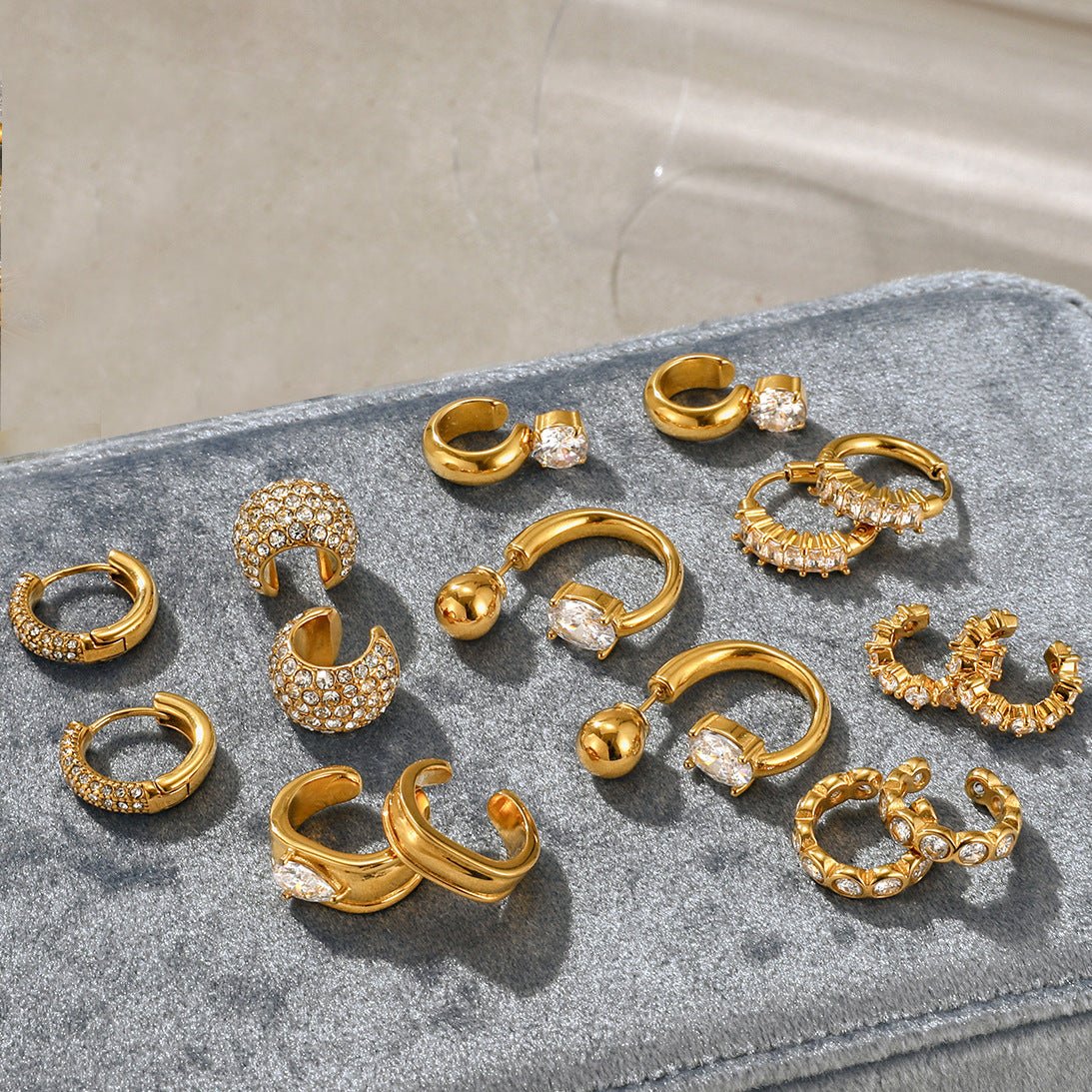 Tarnish-Free Stainless Steel Clip-On Earrings for Women Zircon Light Luxury High-End Jewelry Hypoallergenic Fall Winter Cross-Border Accessories