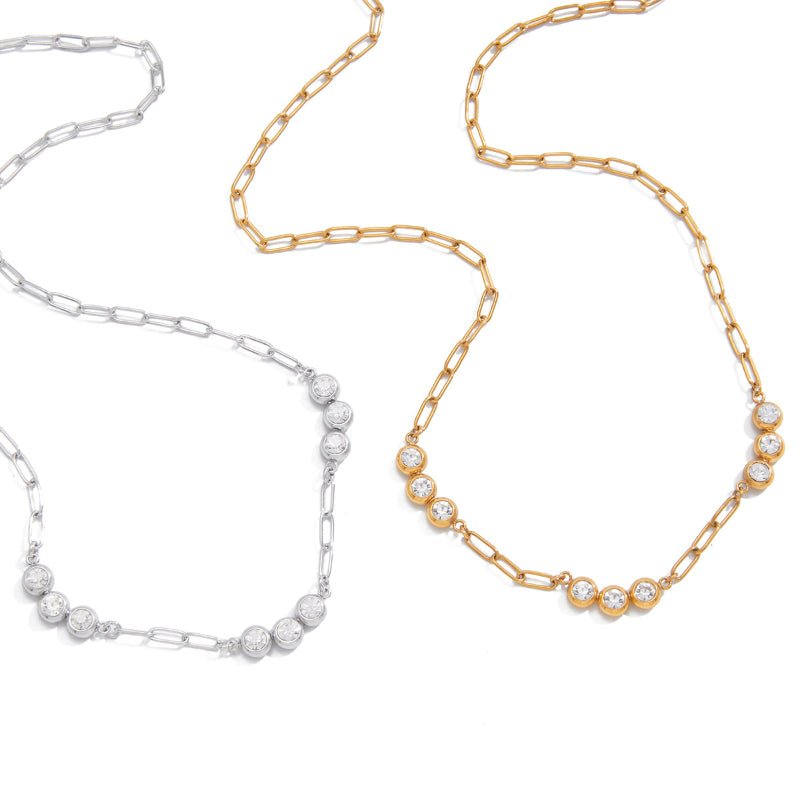 European American Titanium Steel Zircon Necklace Light Luxury Minimalist Design Clavicle Chain Body Chain Stainless Steel Cross Border Jewelry