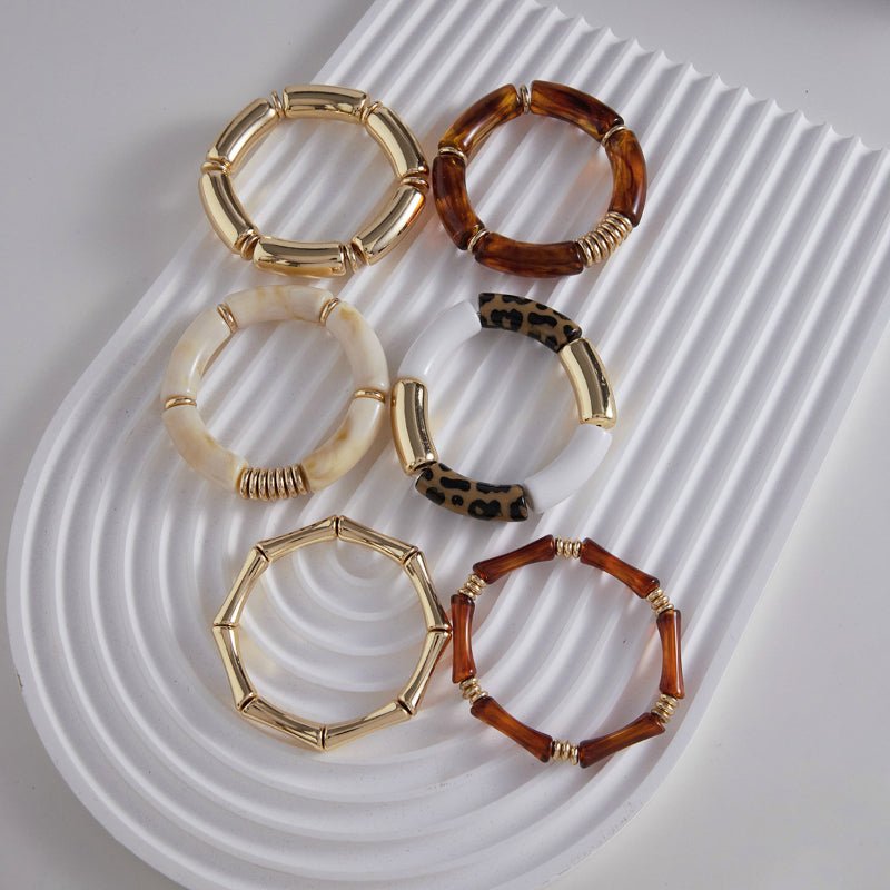 UV Gold-Plated Resin Bracelet Acrylic Bamboo Joint Bracelet Autumn Winter Light Luxury High-End Wristband Niche Hand Jewelry