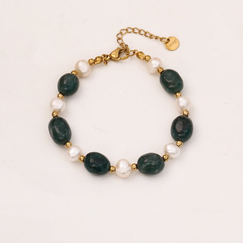 Natural Freshwater Pearl Dark Green Jade Bracelet Luxury Light Luxury Fashion Bracelet Minimalist Niche Design Jewelry