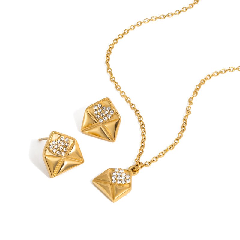 Cross Border Valentine's Day Jewelry Titanium Steel Heart Necklace Light Luxury Minimalist Clavicle Chain Stainless Steel Earrings High Grade