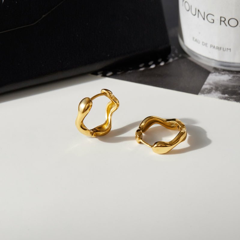 European American Fall Winter Wave Hoop Earrings Elegant High-End Stainless Steel Cross-Border Bestseller Jewelry for Women