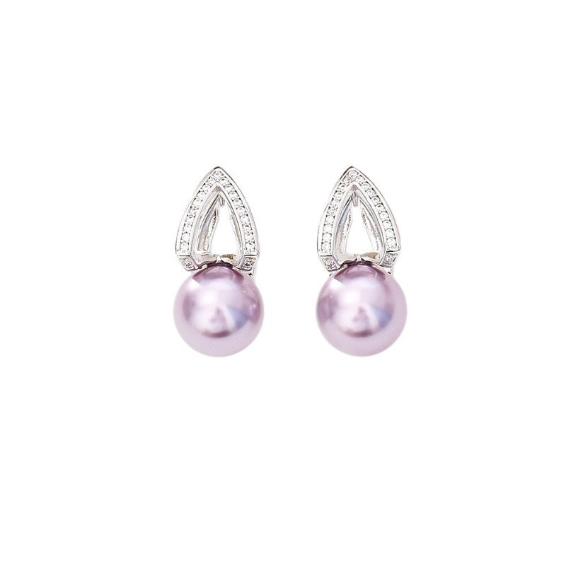 Manta Rose Mauve Swarovski Pearl Earrings Luxury Fashion Light Luxury Trendy Shiny Glass Bead Earrings