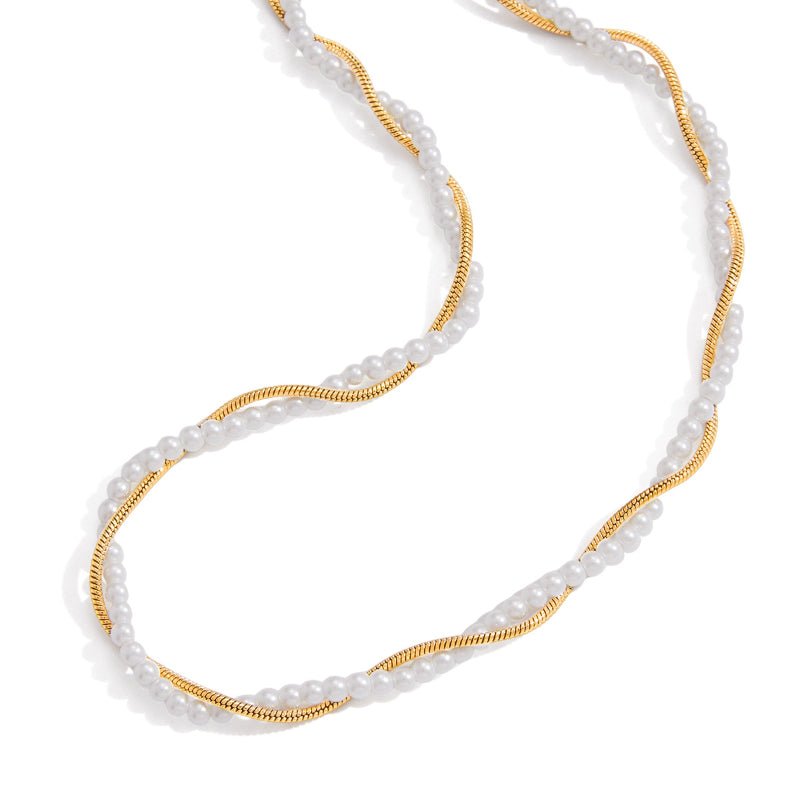 Titanium Steel Faux Pearl Necklace Light Luxury Premium Clavicle Chain Stainless Steel Women Jewelry Non Fading Cross Border